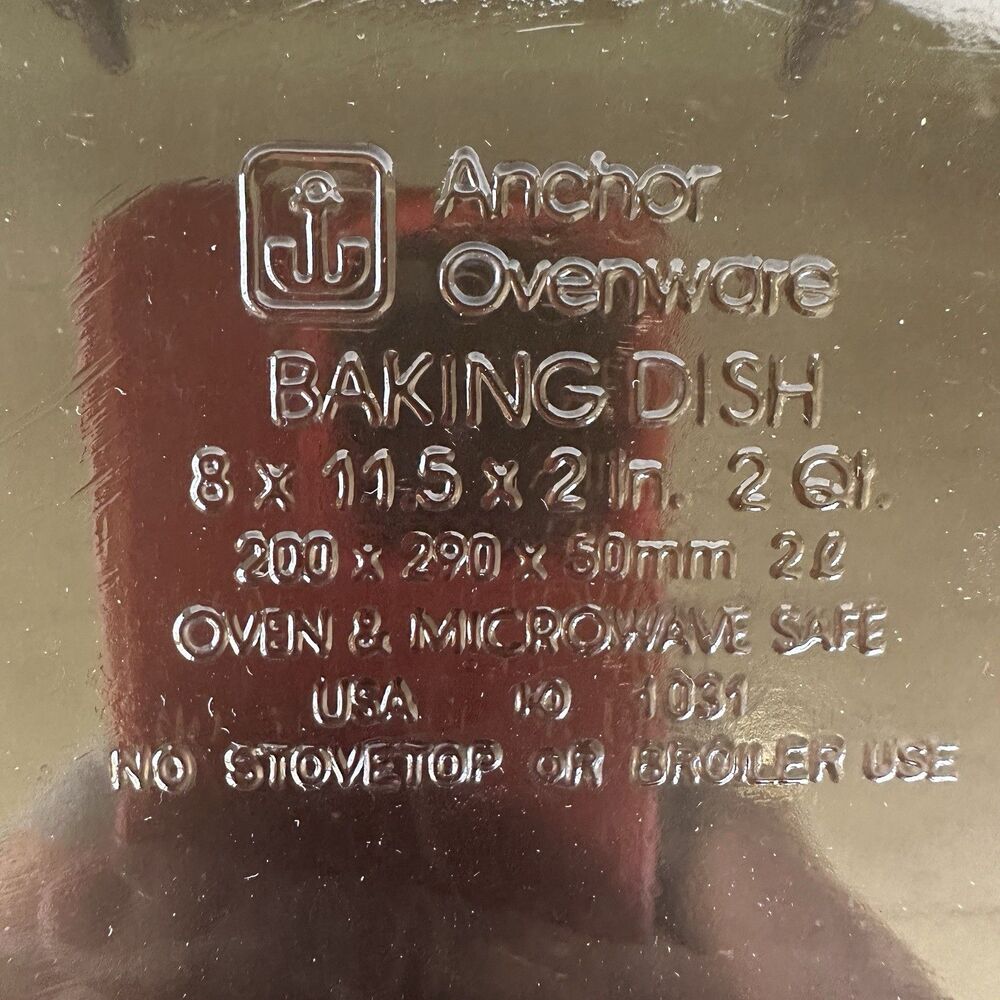Anchor Ovenware Loaf Dish 1041 Baking Pan 5.25” x 9” x 2.75”   1.5 Qt USA - Picture 8 of 8
